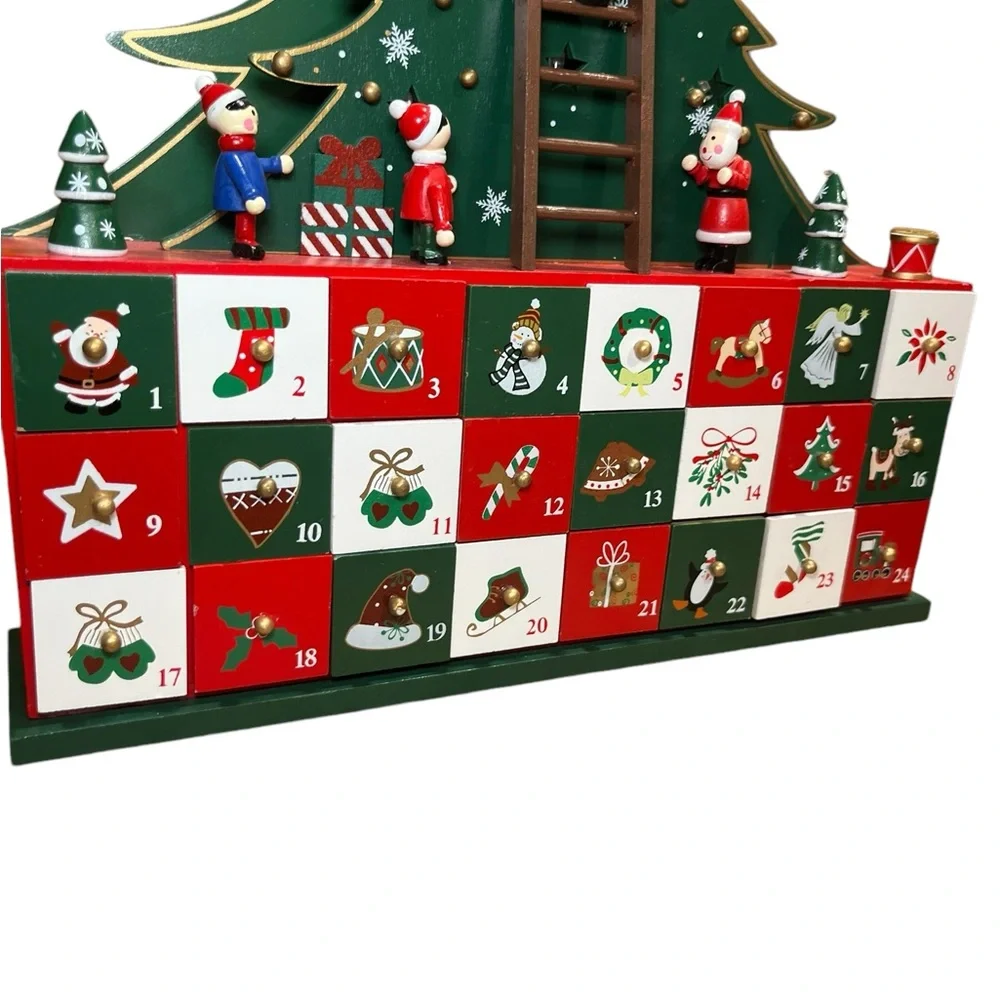 Battery Operated LED Christmas Tree Advent Calendar 13.5 Inch D4035 Kurt S Adler - Picture 2 of 12